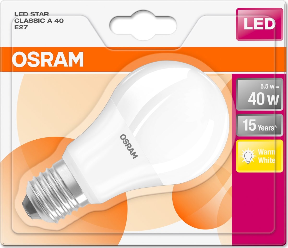 vil beslutte landsby Perpetual Osram LED standardpære E27, 5W=40W - effektiv kvalitet! | Lomax A/S