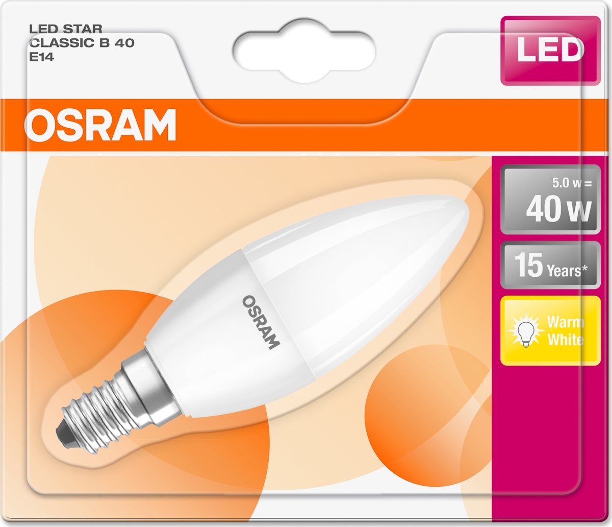 Osram LED Kertepære E14, 6W=40W