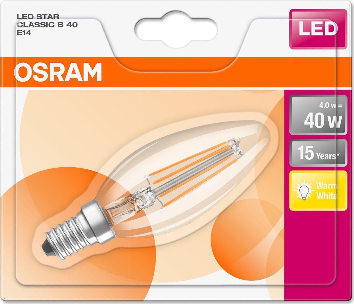 Osram Retro LED Kertepære klar E14, 4W=40W