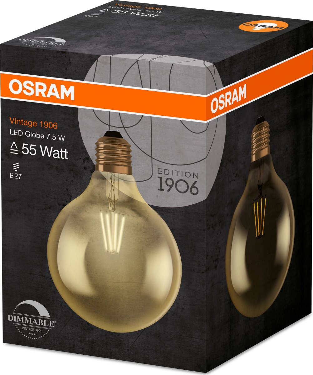 Osram Vintage 1906 LED Globepære E27, 6,5W=55W