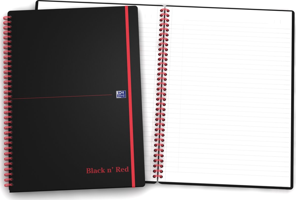 Oxford Black n'Red Spiralbog | A4 | Linjeret