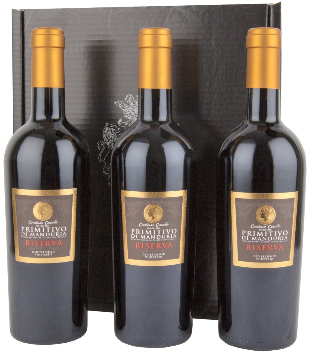 Primitivo Di Manduria Riserva 3 stk. i gaveæske | Lomax A/S