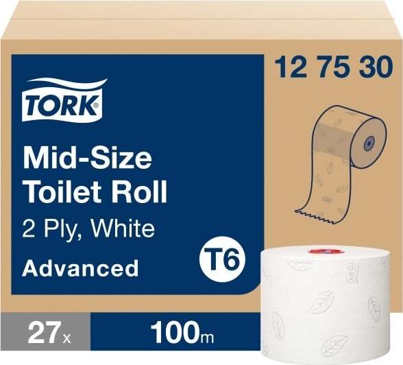 Tork T6 Advanced toiletpapir, 2-lags, 27 ruller