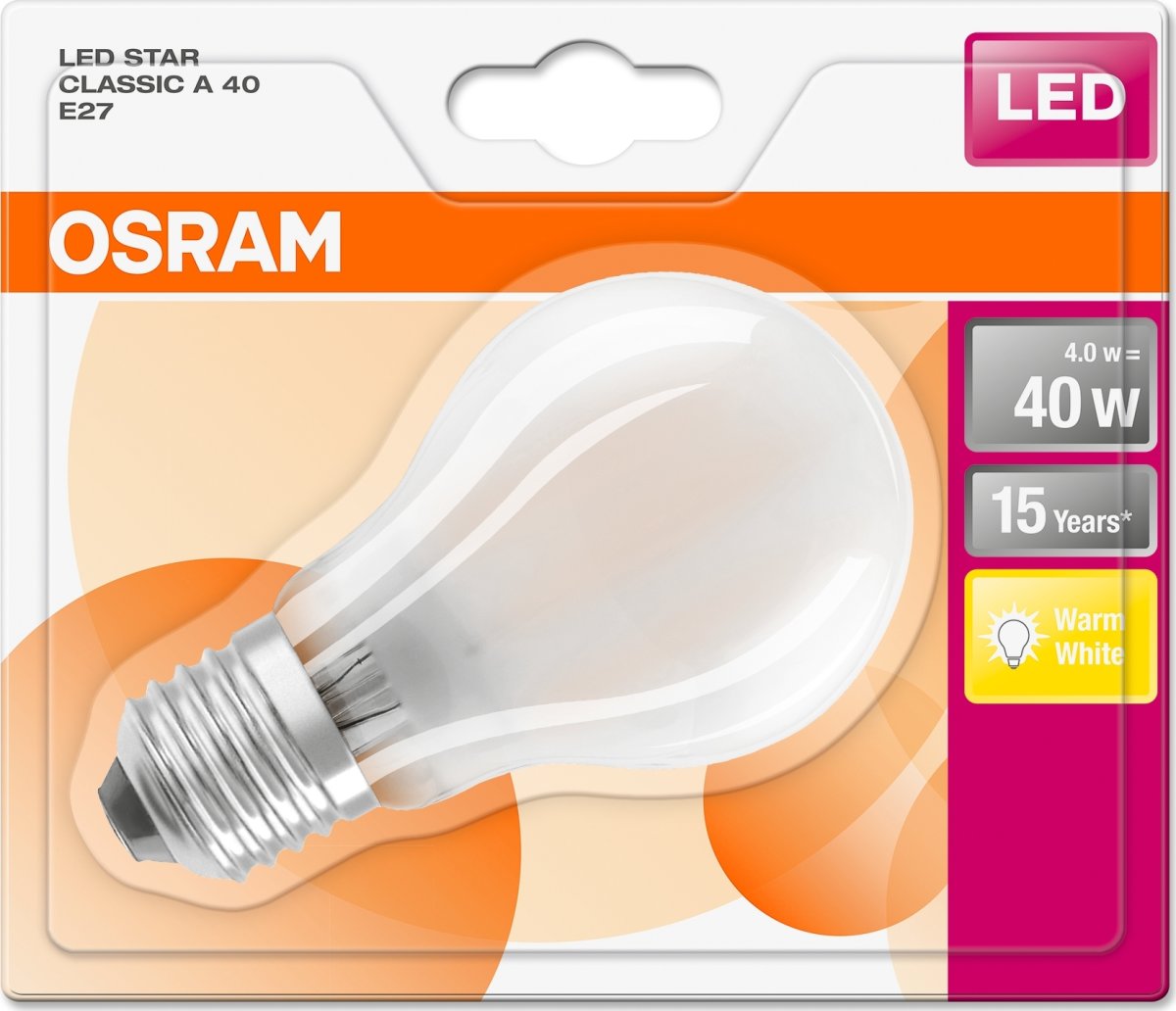 Osram Retro LED Standardpære mat E27, 6W=40W