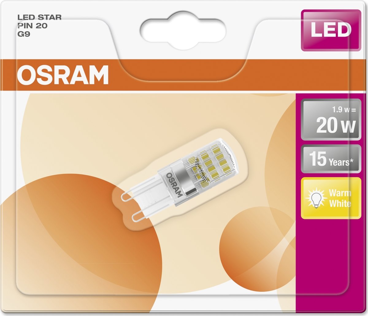 Osram LED stift specialpære G9, 1,9W=20W, 240V