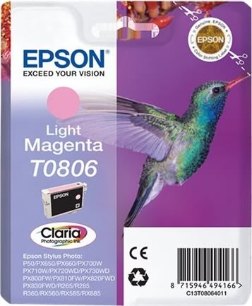 Epson Claira T0806 blækpatron, lys magenta m/alarm