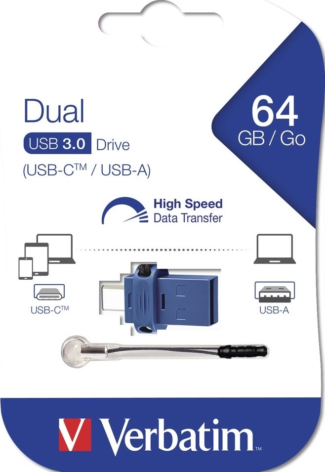 Verbatim Dual Drive USB/USB-C 64GB, sort