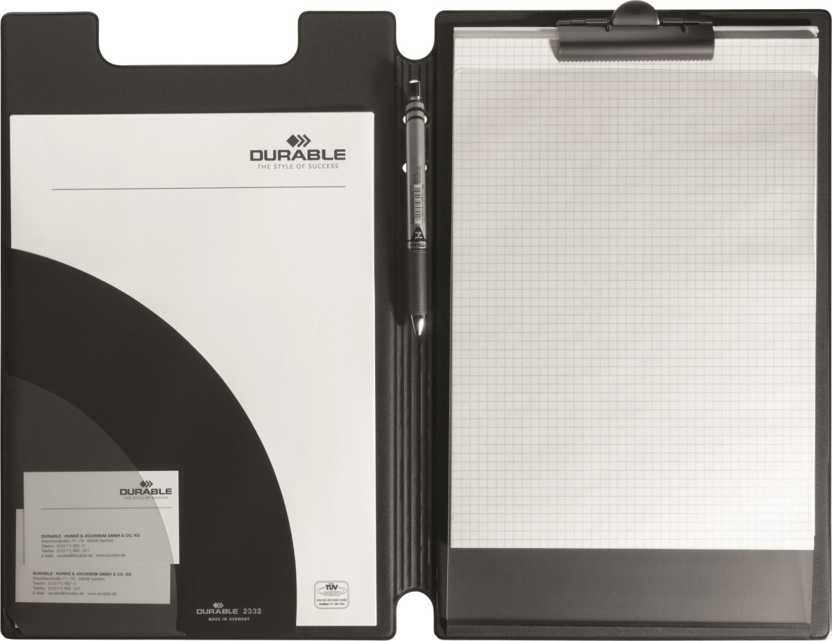 Durable Clipboard | A4+ | Med omslag | Sort