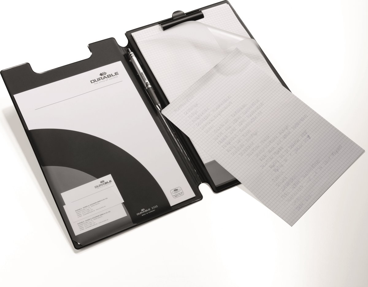 Durable Clipboard | A4+ | Med omslag | Sort