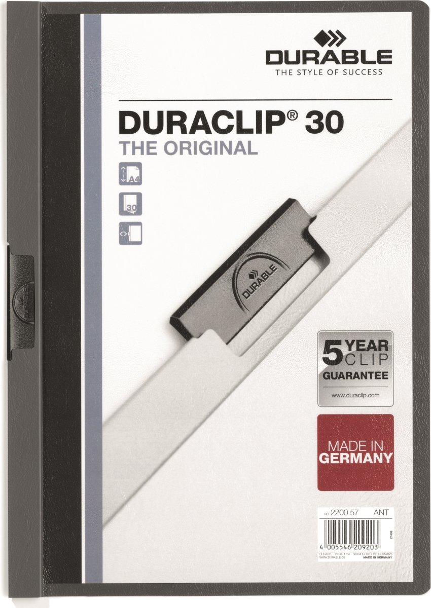 Durable Duraclip 30 Klemmappe | A4 | Antracit