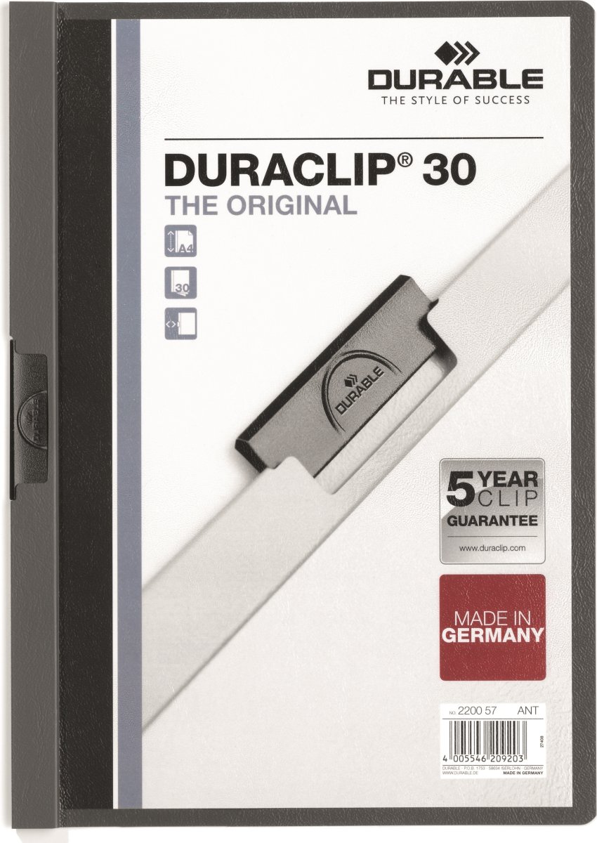 Durable Duraclip 30 Klemmappe, antracitgrå