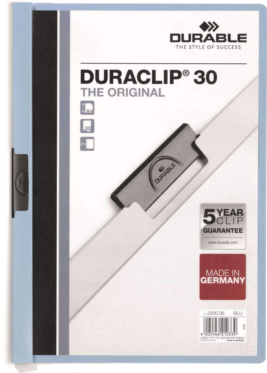 Durable Duraclip 30 Klemmappe | A4 | Blå