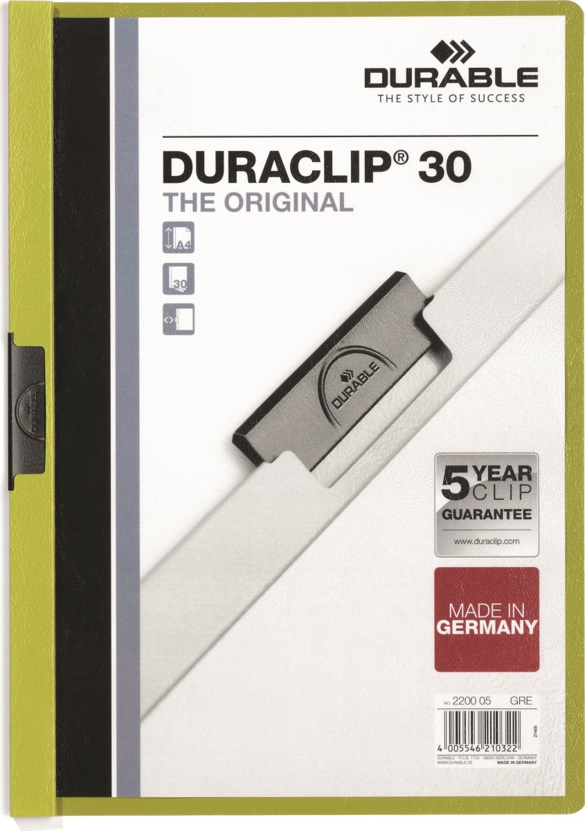 Durable Duraclip 30 Klemmappe | A4 | Grøn