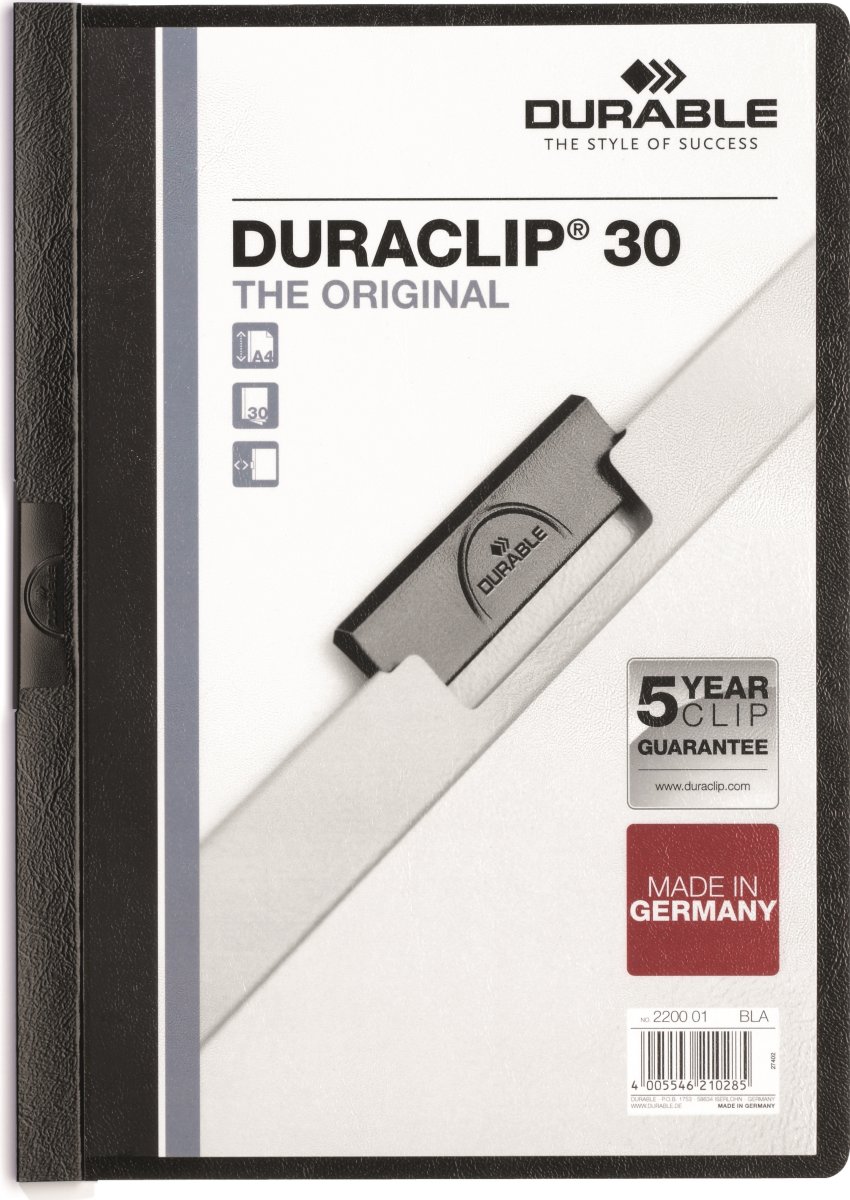 Durable Duraclip 30 Klemmappe | A4 | Sort