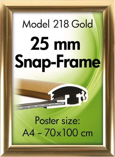 Alu Plakatramme, Snap-frame, A2, Blank guld