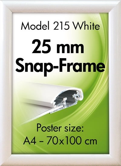 Alu Plakatramme, Snap-frame, A4, Hvid