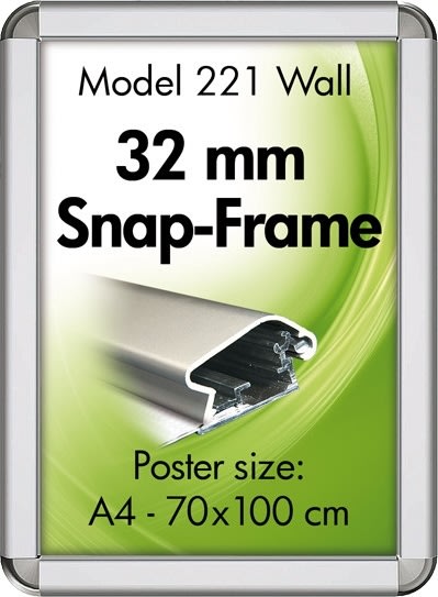 Alu Plakatramme, Snap-frame, 50 x 70 cm, Alu/sølv