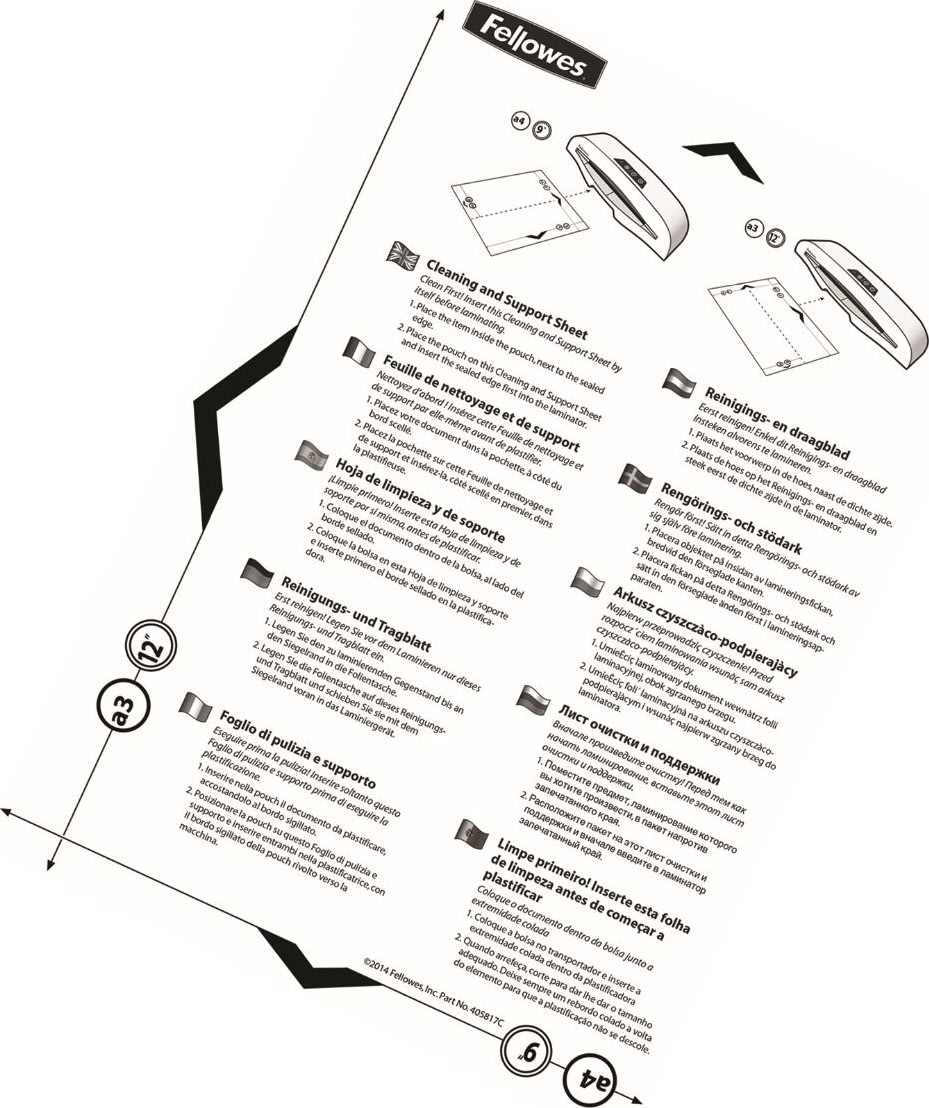 Fellowes A3/A4 Lamineringsrengøringslommer 10 stk
