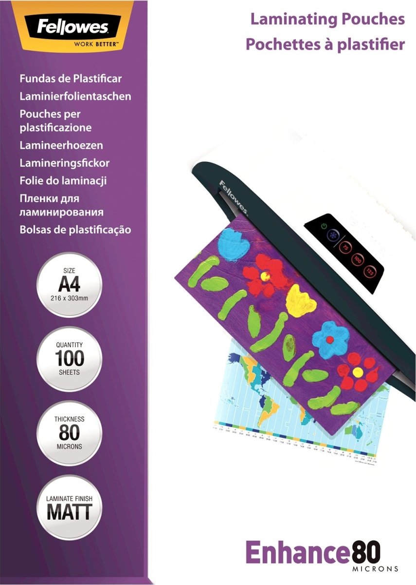 Fellowes Enhance 80 mic A4 Lamineringslomme, mat