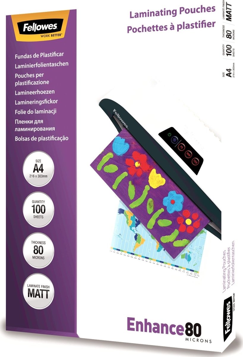 Fellowes Enhance 80 mic A4 Lamineringslomme, mat