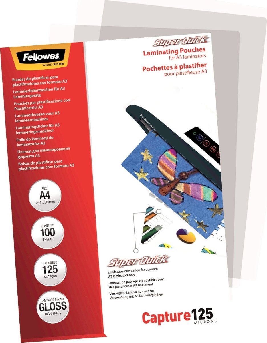 Fellowes Capture highspeed 125mic A4 Lamlomme glos