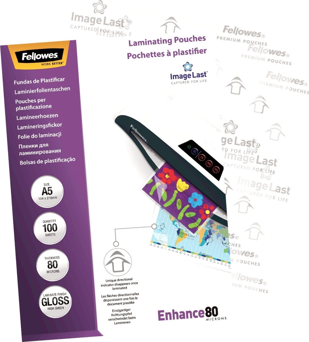 Fellowes Enhance 80 mic A5 Lamineringslomme, gloss