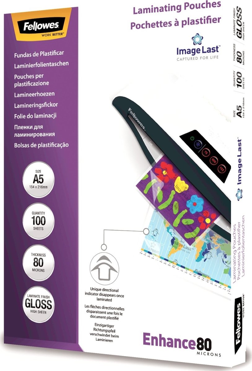 Fellowes Enhance 80 mic A5 Lamineringslomme, gloss