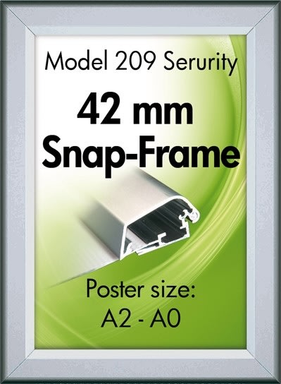 Alu Plakatramme, Security Snap-frame, A2, Sølv