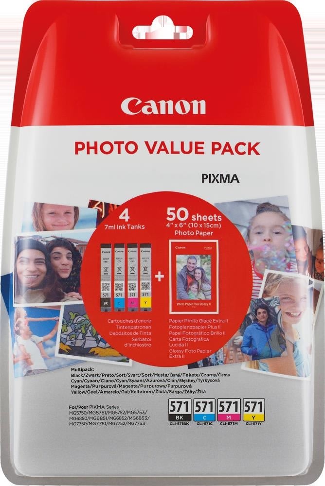 Canon CLI-571 blækpatroner+fotopapir BCMY, blister