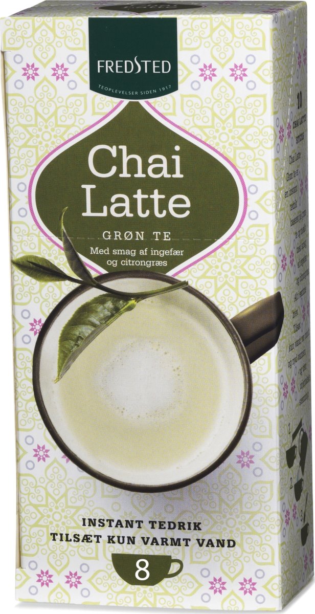 Fredsted Chai Latte grøn instant te, 8 sticks