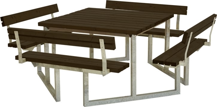 Plus Twist bord/bænkesæt, m/4 Ryglæn, Sort, 227 cm