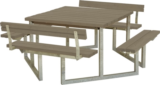 Plus Twist bord/bænkesæt m/2 Ryglæn, Gråbrun 204cm