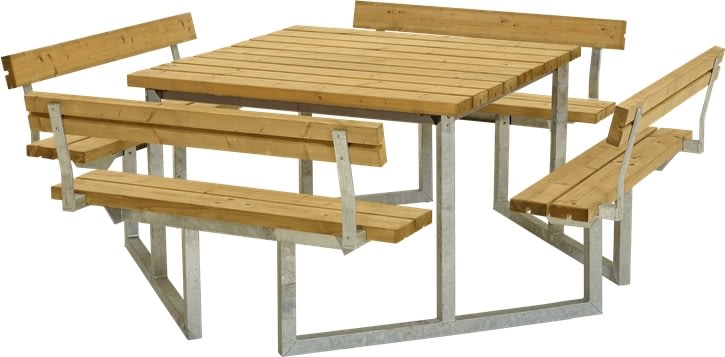 Plus Twist bord/bænkesæt m/4 Ryglæn, Lærk, 227 cm