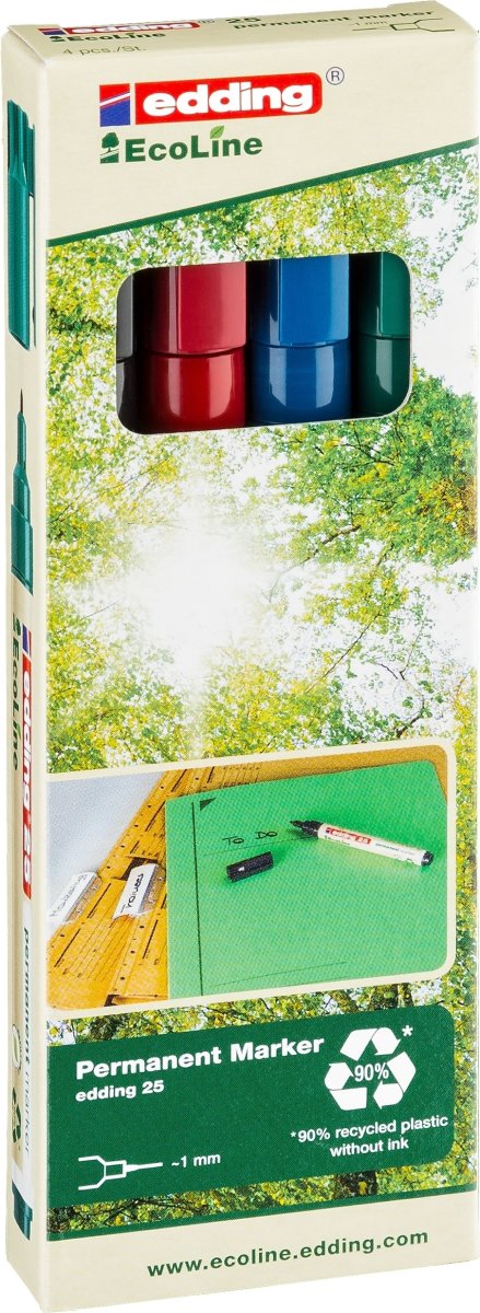 Edding 25 Ecoline Permanent Marker | 4 farver