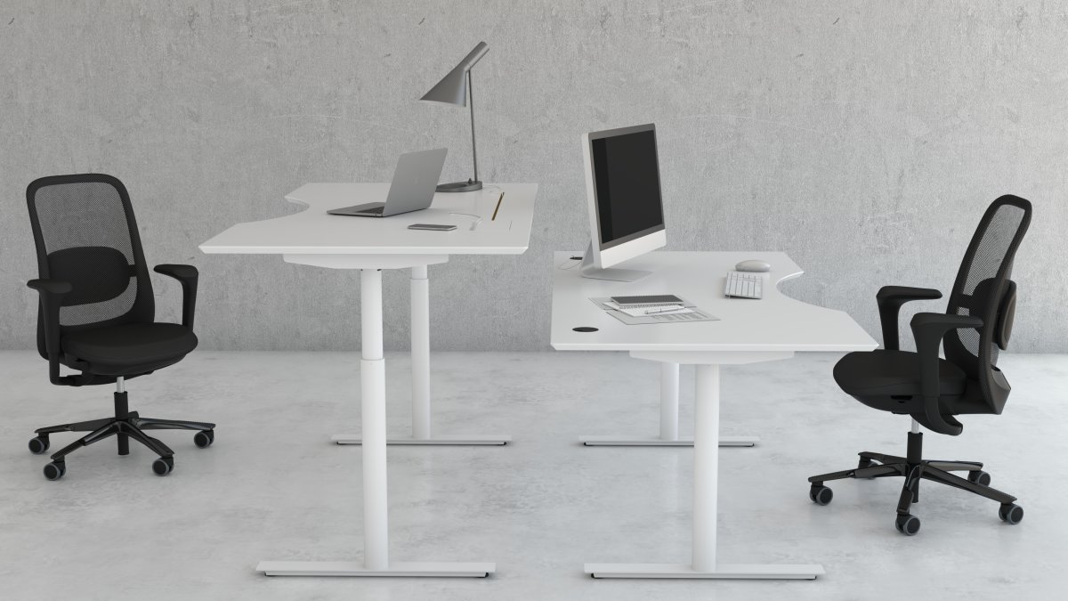 InLine hæve-/sænkebord, 140x80 cm, hvid/alu