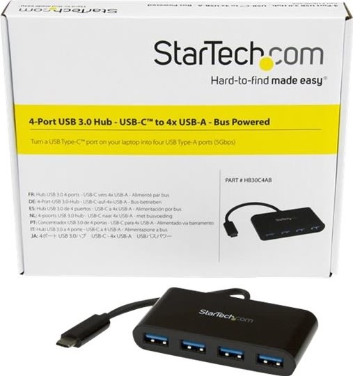StarTech.com 4-port USB Hub, USB-C til  4 x USB-A 