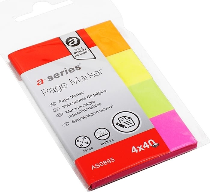 a-series Indexfaner Papir 20x50 mm, 4x40 stk.