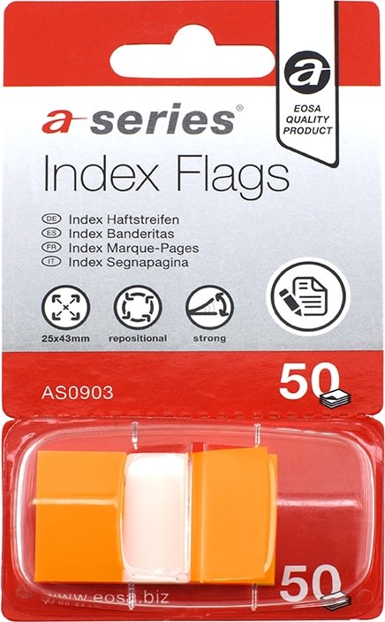 a-series Indexfaner Plast 12x44 mm, orange