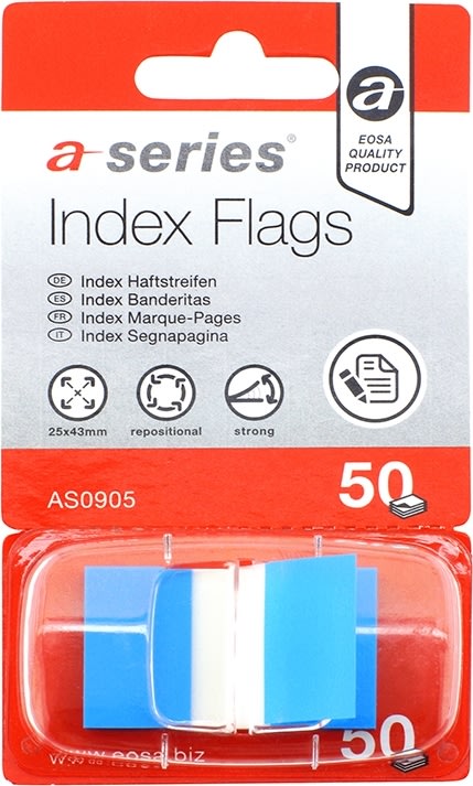 a-series Indexfaner Plast 12x44 mm, blå