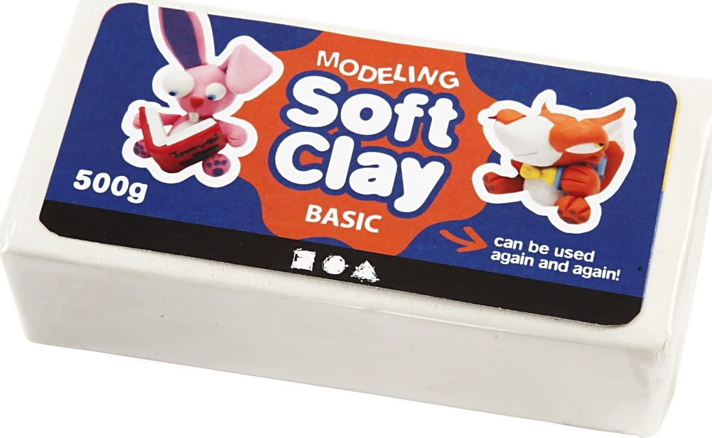 Soft Clay Modellervoks, 500 g, hvid