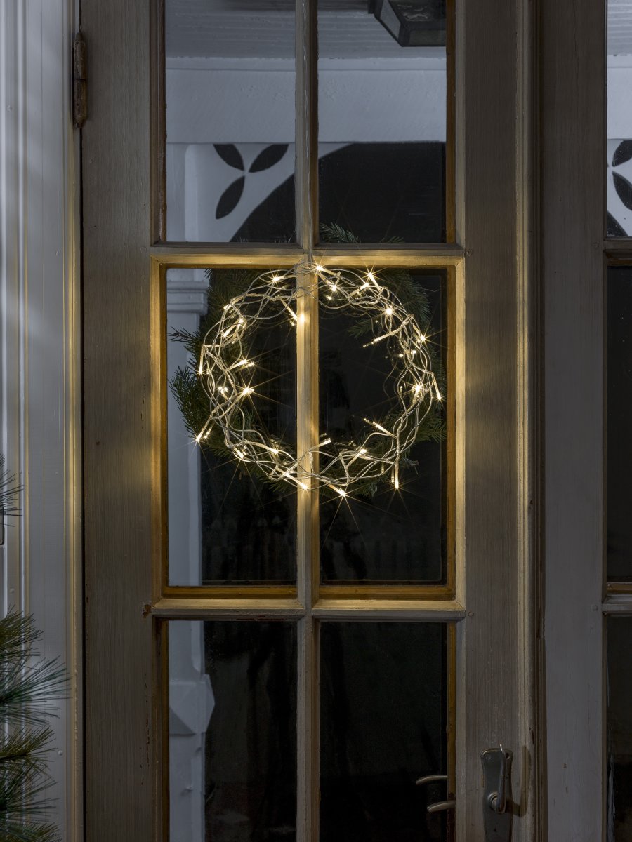 Lyskrans, 32 LED, Ø30 cm, Sølv