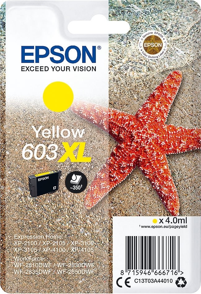 Epson 603XL blækpatron, gul, blister, 4ml