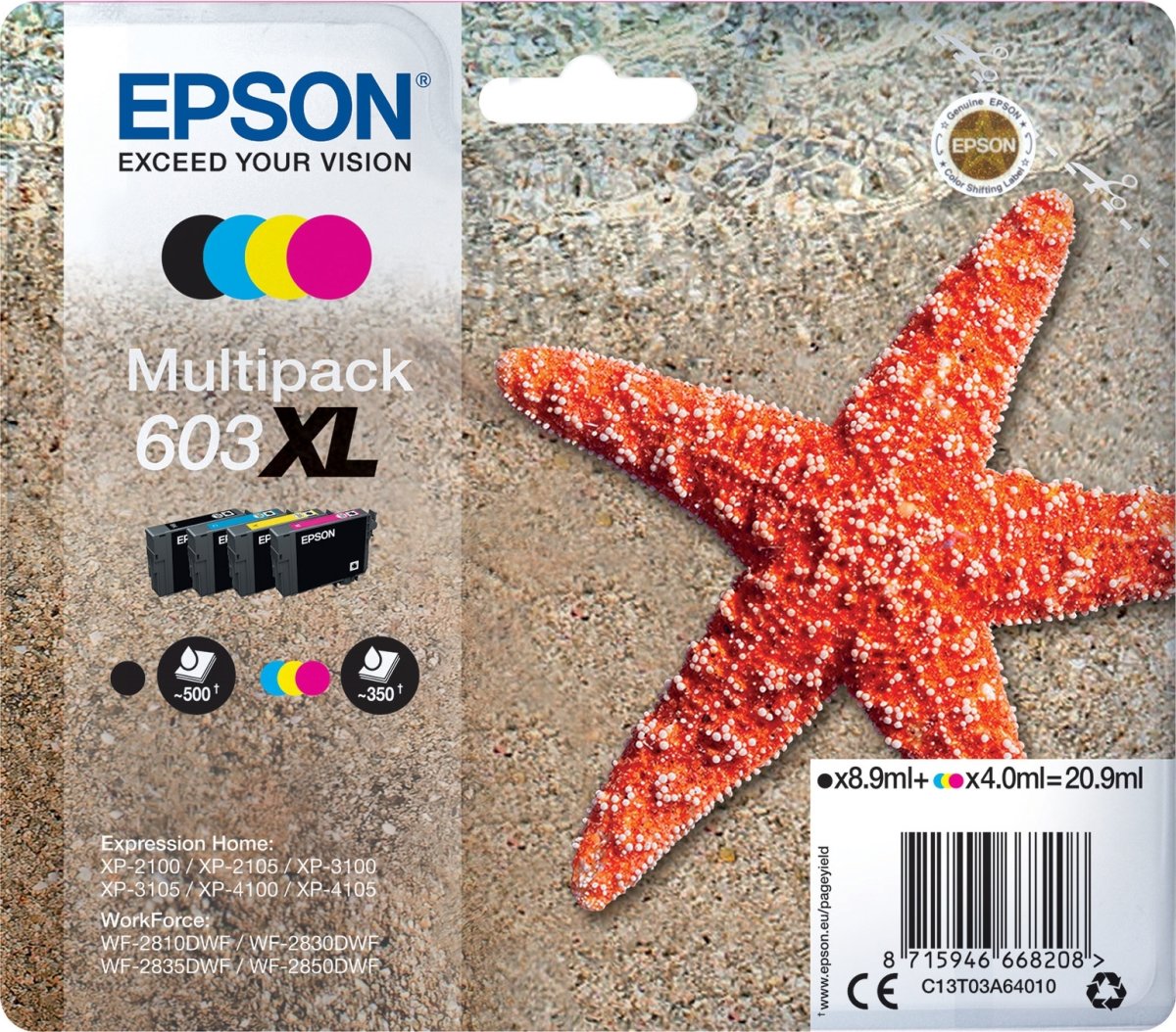 Epson 603XL sampak blækpatroner, blister m/alarm