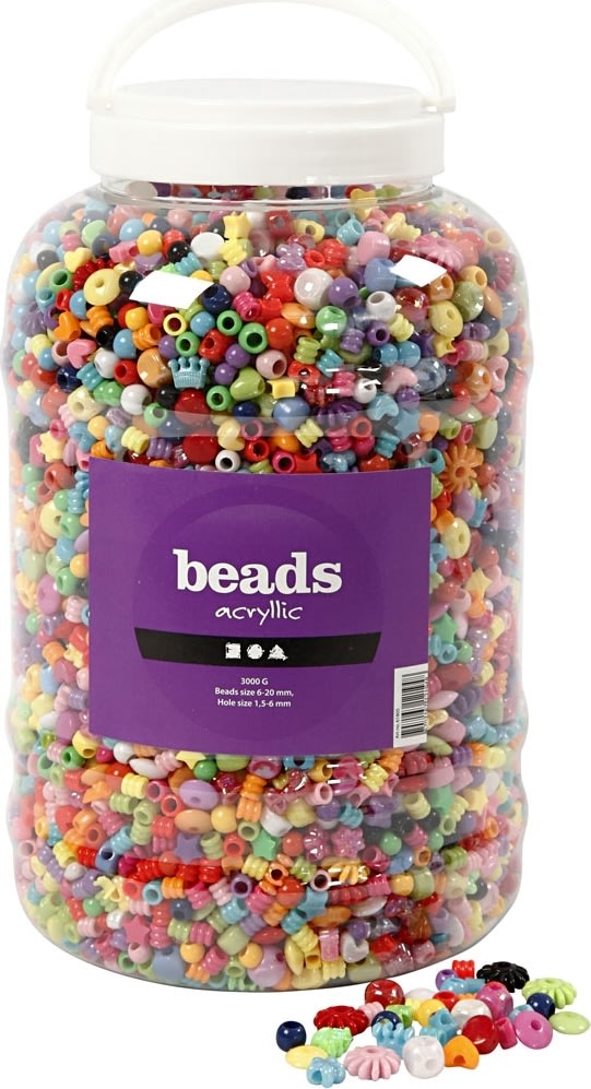 Beads Akrylperler, 6-20 mm, 8100 stk