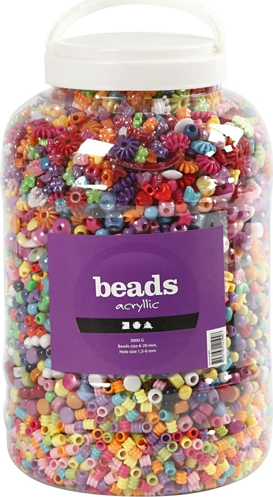 Beads Akrylperler, 6-20 mm, 8100 stk