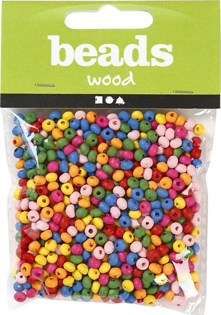 Beads Træperler, 4 mm, 1500 stk