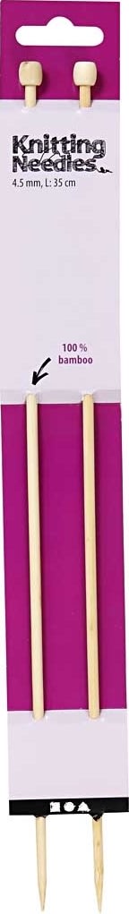 Strikkepinde, nr. 4,5, L: 35 cm, bambus