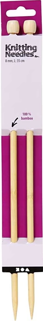 Strikkepinde, nr. 8, L: 35 cm, bambus