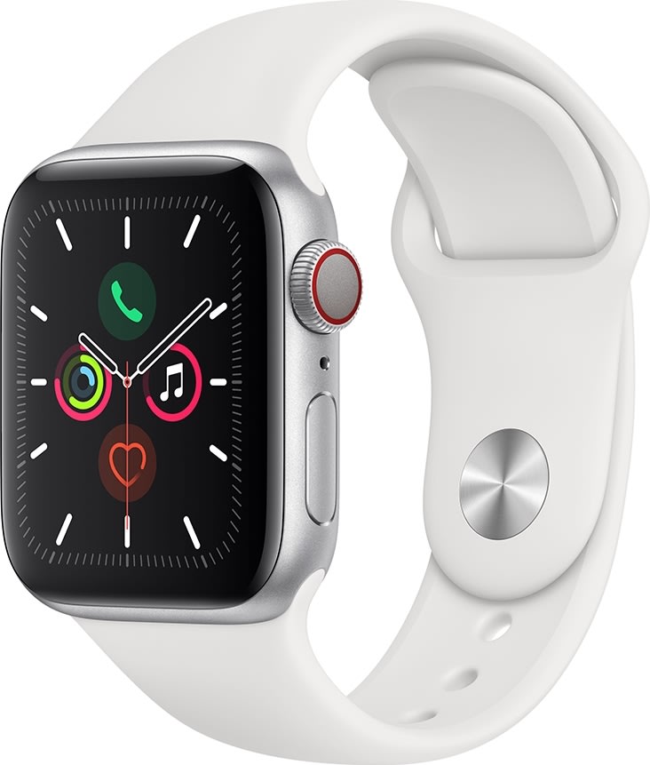 Apple Watch Series 5 (GPS+4G) 40mm sølv, hvid rem - Fri Fragt | Lomax A/S