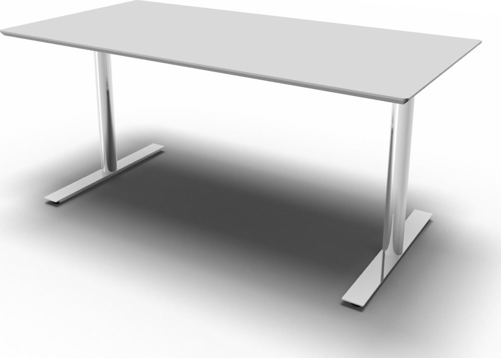 Inline Kantinebord, 160x80 cm, Lys grå/Krom
